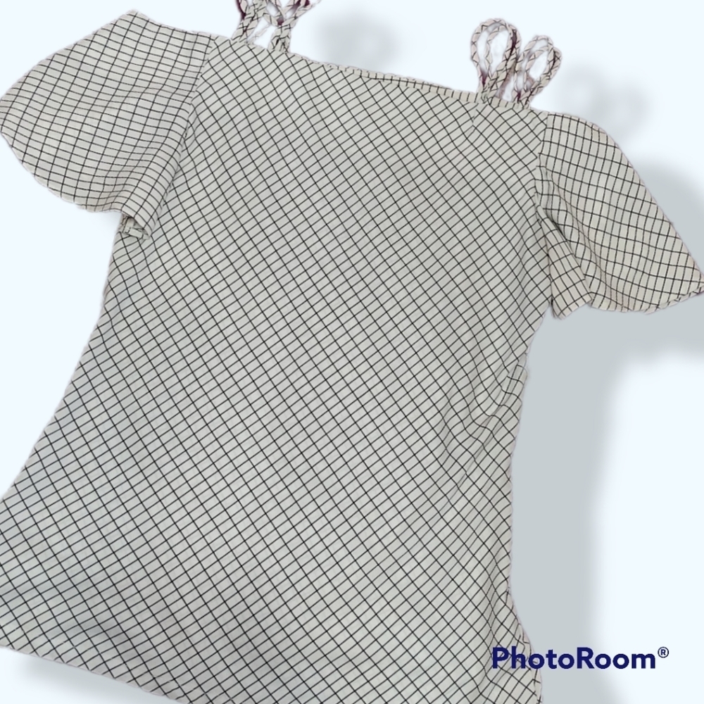 Cln silky flowy large strappy off shoulder blouse top dress shirt